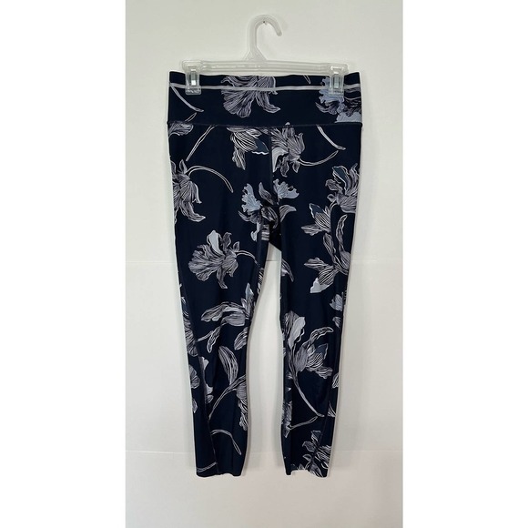 Athleta Blue Floral Sonic Cropped High Waisted Athletic Leggings Size S - Picture 3 of 10